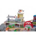 Set trenulete cu baterie cu sunete si lumini garaj masinute si trenulete cu 3 nivele Heliport Station